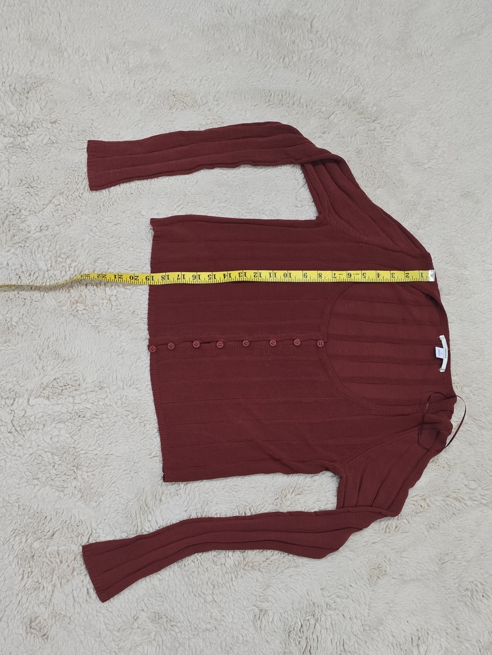 Kimchi Blue Ribbed Button-Front Sweater - Burgundy - Picture 4 of 5